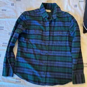 Taylor Stitch Blue and Green Plaid Button-Up Shirt